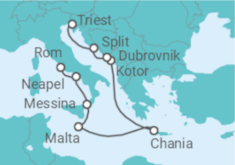 Reiseroute der Kreuzfahrt  Italy, Croatia & Greece - Princess Cruises