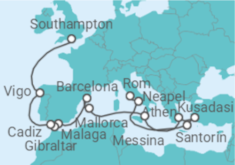 Reiseroute der Kreuzfahrt  Grand European Explorer - Princess Cruises