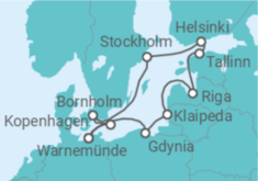 Reiseroute der Kreuzfahrt  Polen, Litauen, Lettland, Estland, Finnland, Schweden, Dänemark - MSC Cruises