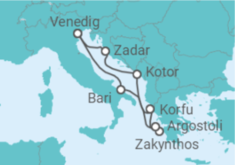 Reiseroute der Kreuzfahrt  Italien, Griechenland, Montenegro Alles Inklusive - Costa Kreuzfahrten
