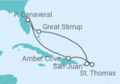 Reiseroute der Kreuzfahrt  Puerto Rico, Amerikanische Jungferninseln - NCL Norwegian Cruise Line