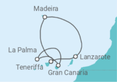 Reiseroute der Kreuzfahrt   7 Nächte - Kanaren mit Madeira - ab/bis Santa Cruz - Mein Schiff