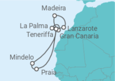 Reiseroute der Kreuzfahrt   14 Nächte - Weihnachtszeit von Kanaren bis Kapverden - ab/bis Santa Cruz - Mein Schiff