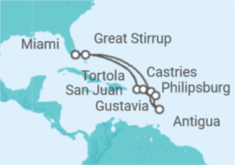Reiseroute der Kreuzfahrt  Puerto Rico, Britische Jungferninseln, Guadeloupe, Antigua Und Barbuda, St. Lucia, Sint Maarten - Regent Seven Seas