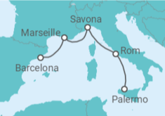 Reiseroute der Kreuzfahrt  Italien, Frankreich - Costa Kreuzfahrten