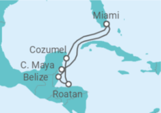Reiseroute der Kreuzfahrt  Mexiko, Honduras, Belize - MSC Cruises