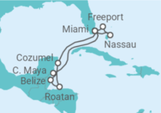 Reiseroute der Kreuzfahrt  Bahamas, USA, Mexiko, Honduras, Belize Alles Inklusive - MSC Cruises