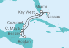 Reiseroute der Kreuzfahrt  Mexiko, Honduras, Belize, USA, Bahamas Alles Inklusive - MSC Cruises