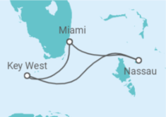 Reiseroute der Kreuzfahrt  USA, Bahamas - MSC Cruises