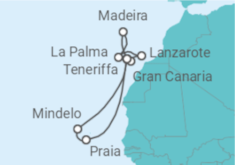 Reiseroute der Kreuzfahrt   14 Nächte - Festtage auf den Atlantikinseln - ab/bis Santa Cruz - Mein Schiff