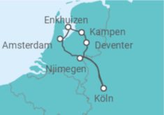 Reiseroute der Kreuzfahrt  Köln • Amsterdam • Ijsselmeer • Köln - Nicko Cruises