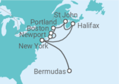 Reiseroute der Kreuzfahrt  Bermudas, USA, Kanada - MSC Cruises