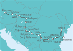 Reiseroute der Kreuzfahrt  Passau • Donaudelta • Passau - Nicko Cruises