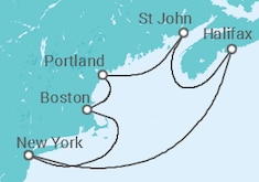 Reiseroute der Kreuzfahrt  Frühling in Kanada All Inclusive & New York - MSC Cruises