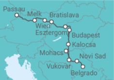 Reiseroute der Kreuzfahrt  Passau • Wien • Belgrad • Eisernes Tor • Passau - Nicko Cruises