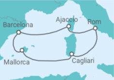 Reiseroute der Kreuzfahrt  Mediterrane Schätze ab Barcelona - AIDA
