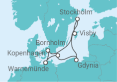 Reiseroute der Kreuzfahrt  Dänemark, Polen, Schweden Alles Inklusive - MSC Cruises
