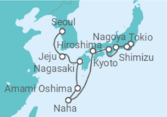 Reiseroute der Kreuzfahrt  Von Tokio (Japan) nach Incheon (Seoul, Südkorea) - NCL Norwegian Cruise Line