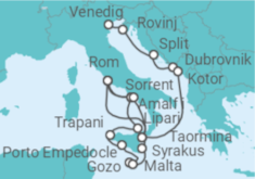 Reiseroute der Kreuzfahrt  Von Venedig  nach Civitavecchia (Rom) - WindStar Cruises