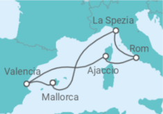 Reiseroute der Kreuzfahrt  Mediterrane Schätze ab Mallorca - AIDA