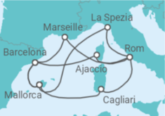 Reiseroute der Kreuzfahrt  Große Mittelmeerreise ab Mallorca 1 - AIDA