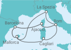 Reiseroute der Kreuzfahrt  Große Mittelmeerreise ab Mallorca 1 - AIDA