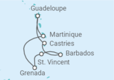 Reiseroute der Kreuzfahrt  St. Lucia, Barbados, Martinique Alles Inklusive - MSC Cruises