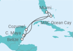 Reiseroute der Kreuzfahrt  Mexiko, Belize Alles Inklusive - MSC Cruises