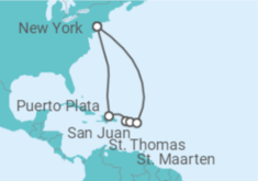 Reiseroute der Kreuzfahrt  Puerto Rico, Amerikanische Jungferninseln, Sint Maarten Alles Inklusive - MSC Cruises