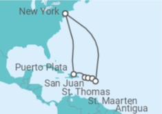 Reiseroute der Kreuzfahrt  Puerto Rico, Amerikanische Jungferninseln, Sint Maarten, Antigua Und Barbuda Alles Inklusive - MSC Cruises