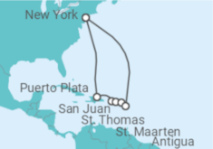 Reiseroute der Kreuzfahrt  Puerto Rico, Amerikanische Jungferninseln, Sint Maarten, Antigua Und Barbuda - MSC Cruises