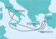 Reiseroute der Kreuzfahrt  Griechenland, Türkei - MSC Cruises