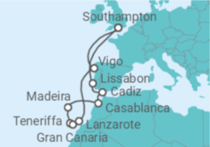 Reiseroute der Kreuzfahrt  Kanaren - MSC Cruises