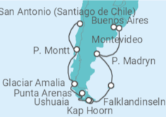 Reiseroute der Kreuzfahrt  Cape Horn & Strait of Magellan - Princess Cruises
