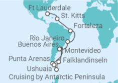 Reiseroute der Kreuzfahrt  Antarctica & Brazilian Grand Adventure - Princess Cruises