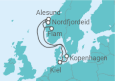 Reiseroute der Kreuzfahrt  Dänemark, Norwegen - MSC Cruises