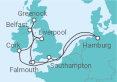 Reiseroute der Kreuzfahrt  Vereinigtes Königreich, Irland - MSC Cruises