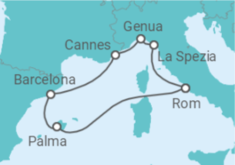 Reiseroute der Kreuzfahrt  Italien, Spanien Alles Inklusive - MSC Cruises