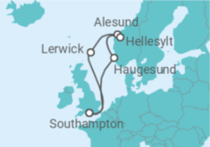 Reiseroute der Kreuzfahrt  Vereinigtes Königreich, Norwegen - MSC Cruises