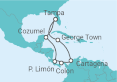 Reiseroute der Kreuzfahrt  Kaimaninseln, Kolumbien, Panama, Costa Rica, Mexiko - Celebrity Cruises