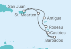 Reiseroute der Kreuzfahrt  Sint Maarten, St. Lucia, Barbados, Antigua Und Barbuda - Celebrity Cruises