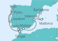 Reiseroute der Kreuzfahrt  Spanien, Portugal - Celebrity Cruises