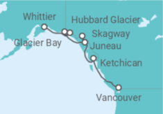 Reiseroute der Kreuzfahrt  Voyage of the Glaciers with Glacier Bay (Southbound) - Princess Cruises