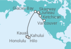 Reiseroute der Kreuzfahrt  Feuer & Eis - von Alaska nach Hawaii - NCL Norwegian Cruise Line