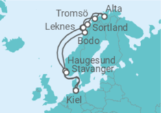 Reiseroute der Kreuzfahrt  Herbstliche Nordlichter ab Kiel - AIDA