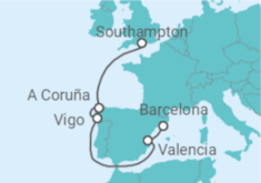 Reiseroute der Kreuzfahrt  Spanien - Disney Cruise Line