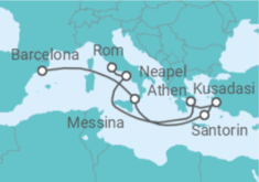 Reiseroute der Kreuzfahrt  Griechenland, Türkei - Disney Cruise Line