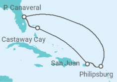 Reiseroute der Kreuzfahrt  Sint Maarten - Disney Cruise Line