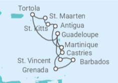 Reiseroute der Kreuzfahrt  Guadeloupe, Barbados, St. Lucia, Martinique, Britische Jungferninseln, Sint Maart... Alles Inklusive - MSC Cruises