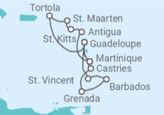 Reiseroute der Kreuzfahrt  Guadeloupe, Barbados, St. Lucia, Martinique, Britische Jungferninseln, Sint Maarten, Antigua Und ... - MSC Cruises